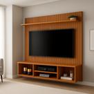 Painel Ripado para TVs de até 50 Polegadas com Nicho e Prateleira Ideal para Sala e Quarto, Suporte e Estante Integrado Painel Ripado para TVs de até 50 Polegadas com Nicho e Prateleira Ideal para Sala e Quarto, Suporte e Estante Integrado