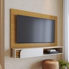 Painel Ripado Suspenso para TV até 55 Polegadas 136cmx108cm 1 Porta Jurerê Branco Naturale/Off White Matte