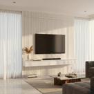 Painel Ripado Suspenso para TV até 75 Polegadas 100% MDF 183,6cmx240cm 3 Gavetas Arbo