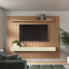 Painel Ripado Suspenso para TV de até 65" 223 Cm LED 100% MDF Freijó Off White Pradel