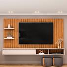 Painel Ripado TV 60 Pol com Bancada Suspensa 179cm Joan D05 Freijó Off White - Lyam Decor Painel Ripado TV 60 Pol com Bancada Suspensa 179cm Joan D05 Freijó Off White - Lyam Decor