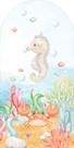 Painel Romano Tecido Veste Fácil Fundo do mar cavalo marinho e caranguejo cute aquarela 100x200cm Painel Romano Tecido Veste Fácil Fundo do mar cavalo marinho e caranguejo cute aquarela 100x200cm
