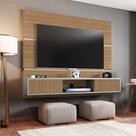 Painel Sala Âmbar para Tv até 65 Polegadas 2 Portas Cinamomo/off-white/ripado