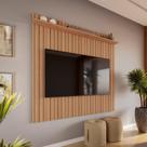 Painel Sala de Estar Efeito Ripado 3d Para Tv Até 70 Polegadas Sevilla 1,83m Jequitibá