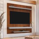 Painel Sala Leme para Tv até 60 Polegadas 2 Prateleiras Ripado/off-white