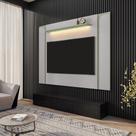 Painel Sala Maresias para Tv até 75 Polegadas com Led e Prateleira Off-white/pistache
