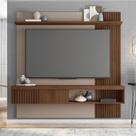 Painel Selina Ripado 180cm para TV até 65 com Porta de Correr e Prateleira MDP Havana/Fendi G11 - Gran Belo
