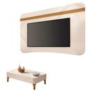 Painel Suspenso Armony Off White Cinamomo com Mesa de Centro Liz Off White - HB Móveis Painel Suspenso Armony Off White Cinamomo com Mesa de Centro Liz Off White - HB Móveis