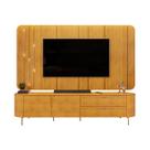 Painel Suspenso com Bancada 241cm Avatar para TV Até 75 com LED e Detalhes Dourados Mel G18 - Gran Belo