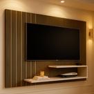 Painel Suspenso de Parede para sala com prateleiras design moderno MDF para tv até 50 polegadas Veneza com estante nicho