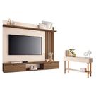 Painel Suspenso Lets Castanho Off White com Aparador Fiero Off White - HB Móveis