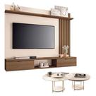 Painel Suspenso Lets Castanho Off White Com Kit Mesa De Centro Sky Off White - Hb Móveis