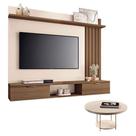 Painel Suspenso Lets Castanho Off White Com Mesa De Centro Sky Off White - Hb Móveis