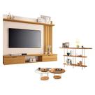 Painel Suspenso Lets Cinamomo Off White com Kit Mesa de Centro Sky e Aparador Infinity Cinamomo - HB Móveis