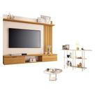 Painel Suspenso Lets com Mesa de Centro Sky com Tampo de vidro e Aparador Infinity Cinamomo Off White - HB Móveis