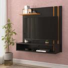 Painel Suspenso Para TV Até 32" 1 Nico Light - Preto/Freijó Painel Suspenso Para TV Até 32" 1 Nico Light - Preto/Freijó