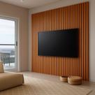 Painel Televisão Sala Moderna De Apartamento Moderno Ripado