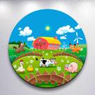Painel Tema Fazenda Animais Capa Grande e Mini Redondoda Estampa Sublimada Festa Divertida Infantil