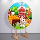 Painel Tema Fazenda Animais Capa Grande e Mini Redondoda Estampa Sublimada Festa Divertida Infantil