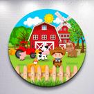 Painel Tema Fazenda Animais Capa Grande e Mini Redondoda Estampa Sublimada Festa Divertida Infantil
