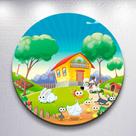 Painel Tema Fazenda Animais Capa Grande e Mini Redondoda Estampa Sublimada Festa Divertida Infantil