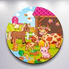 Painel Tema Fazenda Animais Capa Grande e Mini Redondoda Estampa Sublimada Festa Divertida Infantil