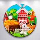 Painel Tema Fazenda Animais Capa Grande e Mini Redondoda Estampa Sublimada Festa Divertida Infantil
