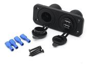 Painel Tomada Soquete Isqueiro + Usb Duplo 12v Carro Jipe Barco Lancha 5v