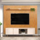 Painel Trento com Bancada Ariana para TV até 75 Polegadas DJ Móveis Cedro Off White