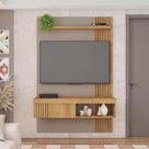 Painel TV 45 Pol 120cm Bancada Suspensa Ripado Luana Fendi/Buriti C01 - D Rossi Painel TV 45 Pol 120cm Bancada Suspensa Ripado Luana Fendi/Buriti C01 - D Rossi