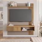 Painel Tv 55 Pol 150cm Bancada Suspensa Ripado Luana C01 - D'rossi Fendi-buriti