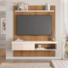 Painel Tv 55 Pol 150cm Bancada Suspensa Ripado Luana C01 - D'rossi Freijó-off White