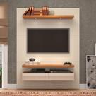 Painel TV 55" Suspenso 1,40m com Luzes Led e Espelhos 100% MDF TB106E Pradel Móveis Painel TV 55" Suspenso 1,40m com Luzes Led e Espelhos 100% MDF TB106E Pradel Móveis