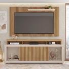 Painel TV 60 Pol 180cm e Bancada com Rodízio Sala Navel Buriti/Off White C01 - D'Rossi Painel TV 60 Pol 180cm e Bancada com Rodízio Sala Navel Buriti/Off White C01 - D'Rossi
