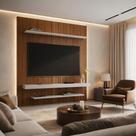 Painel Tv 60 Polegadas Atlas Ripado De Madeira Sala De Estar Sala De TV MDF 150cm Com Prateleiras