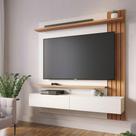 Painel Tv 65 Pol 150cm Bancada Suspensa Ripado Luca Off White Matte/freijó C04 - D'rossi