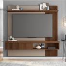 Painel TV 65 Pol 180cm Bancada Suspensa Ripado Luana Fendi/Havana C01 - D'Rossi