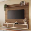 Painel TV 70 Pol 180cm Bancada Suspensa Max Off/Castanho - HB Móveis