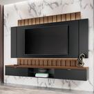 Painel TV 70 Pol 219cm Bancada Suspensa Illusion Off/Castanho - HB Móveis