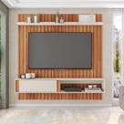 Painel Tv 75 Pol 180cm Bancada Suspensa Ripado Eluni Freijó-off White C01 - D'rossi