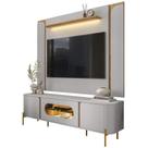 Painel TV 75 Pol Marina e Rack Com LED 180cm Ricky Off/Cinamomo B02 - Mpozenato