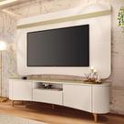 Painel Tv 80 Pol 200cm Arven e Rack Sala Yang Off White/Champanhe H01 - Mpozenato