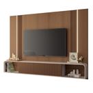 Painel TV 85 Pol 219cm Bancada Suspensa Vivaz H01 Off/Castanho - Mpozenato Painel TV 85 Pol 219cm Bancada Suspensa Vivaz H01 Off/Castanho - Mpozenato