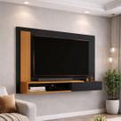 Painel TV até 50 Polegadas Matt com porta Preto Nature MJM Casa dos Moveis
