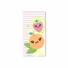Painel Vertical de Tecido Sublimado Frutas Cute Morango e Laranja Listras 100x200cm
