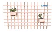 Painel Vertical Floreira Treliça 140x80cm (75x75) Bordas Abertas Com 2 Cachepot 15cm NeonX Natural Sem Pintura