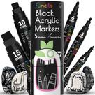 Paint Pen Funcils 5 acrílico preto com ponta fina e conjunto Jumbo (1-15 mm)