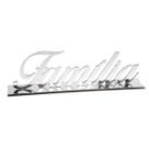 Palavra Decorativa de Mesa Sala Rack - Familia - MDF + Acrílico Espelhado Prata