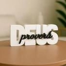 Palavra Decorativa Deus Proverá Minimalista Frase Decoração de Casa Enfeite de Mesa e Aparador
