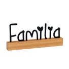 Palavra Decorativa Família Em Aço Com Base De Madeira Letreiro Enfeite De Mesa Bancada Armário Presente